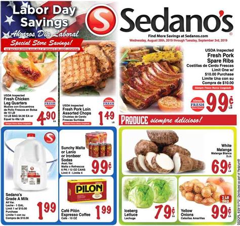Sedanos specials - Located in the West Flagler neighborhood of Miami, Sedano's Cafe is a well-rated dessert restaurant known for its high-quality ingredients. With a budget-friendly price range, it is a popular spot for midday orders. ... Croquette Special / Croqueta Preparada Sandwich (8478) $7.99. Quick view. Rice Pudding / Arroz Con Leche 6 oz. (75175) $3.99 ...